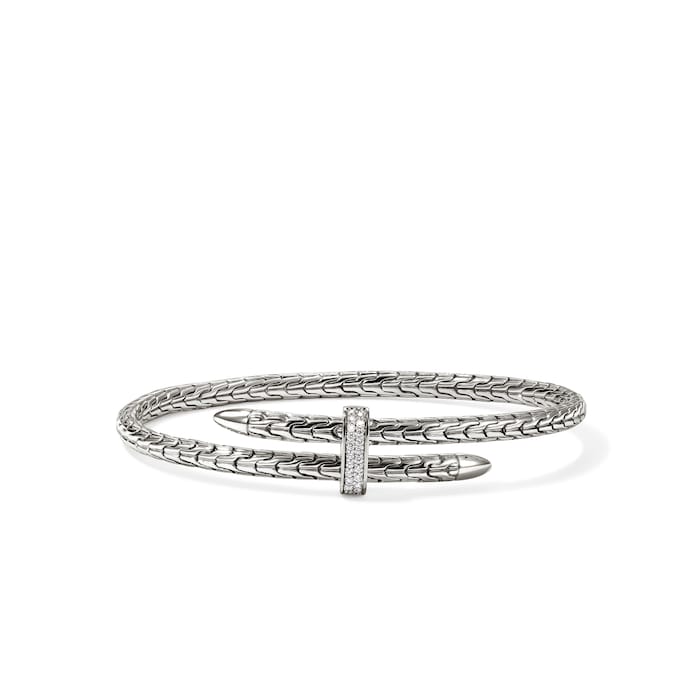 John Hardy Sterling Silver Spear Diamond Flex Cuff Bracelet, 4mm - Size Small