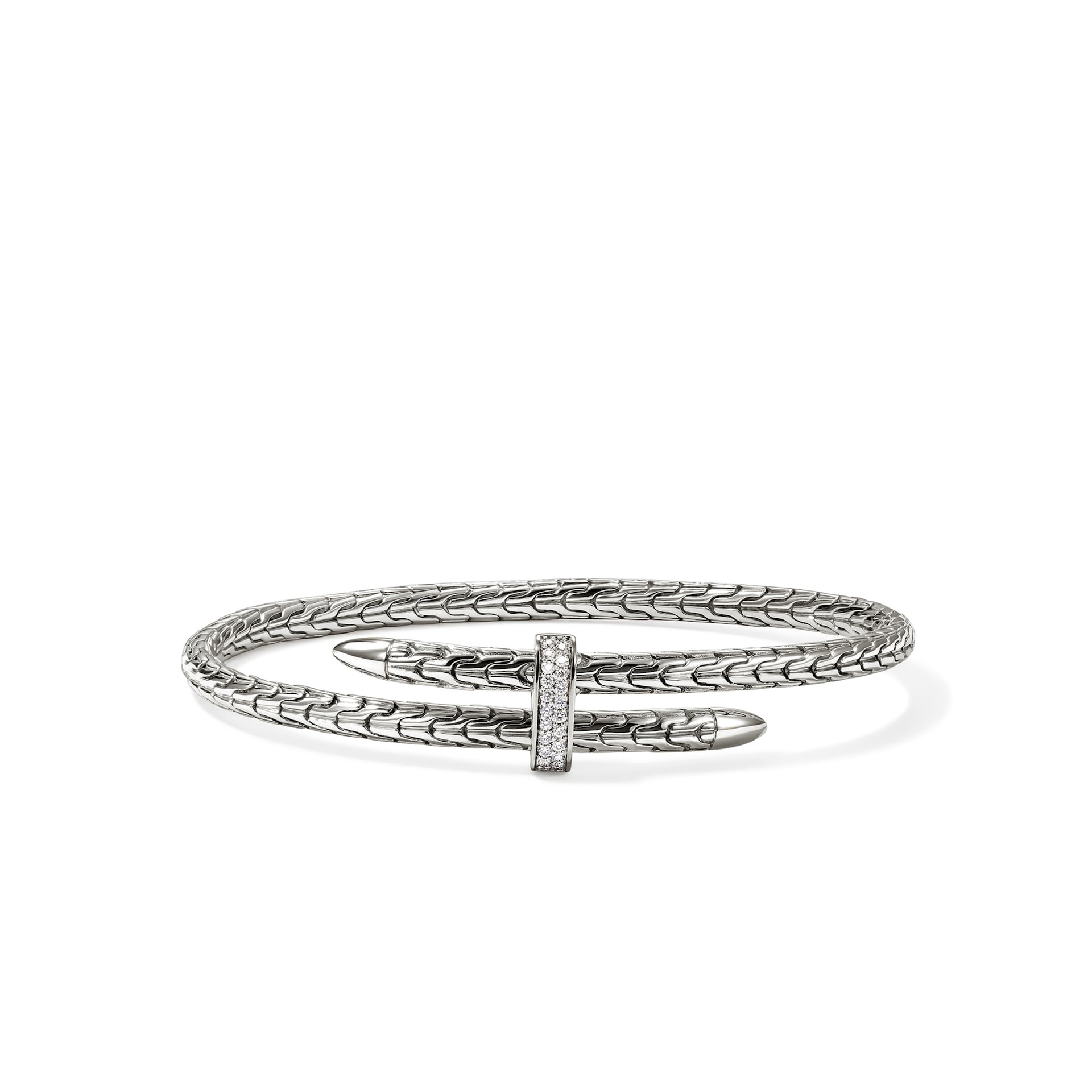 John Hardy Sterling Silver Spear Diamond Flex Cuff Bracelet, 4mm - Size Small John Hardy Sterling Silver Spear Diamond Flex Cuff Bracelet, 4mm - Size Small