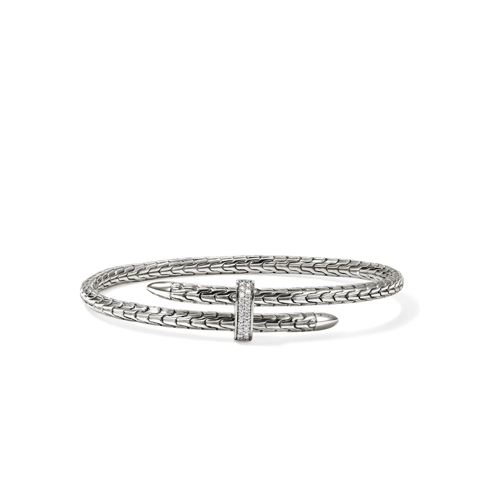 John Hardy Sterling Silver Spear Diamond Flex Cuff Bracelet, 4mm - Size Small