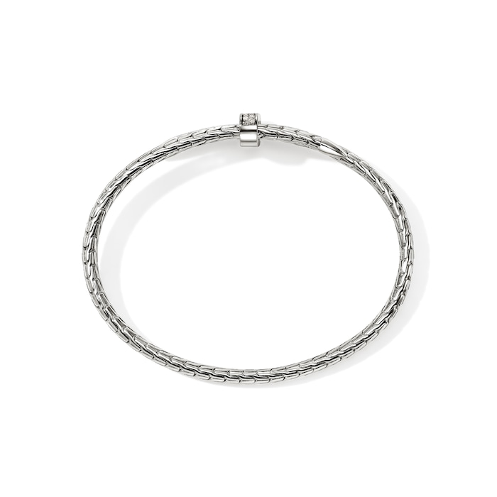 John Hardy Sterling Silver Spear Diamond Flex Cuff Bracelet, 4mm - Size Small