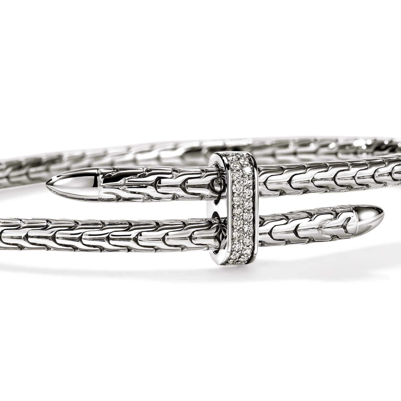 John Hardy Sterling Silver Spear Diamond Flex Cuff Bracelet, 4mm - Size Small