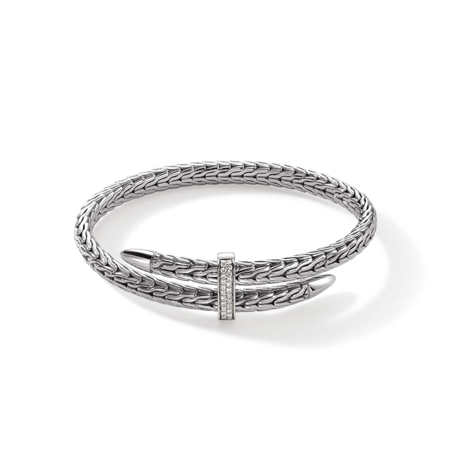 John Hardy Sterling Silver Spear Diamond Flex Cuff Bracelet, 5.5mm - Size Extra Small John Hardy Sterling Silver Spear Diamond Flex Cuff Bracelet, 5.5mm - Size Extra Small