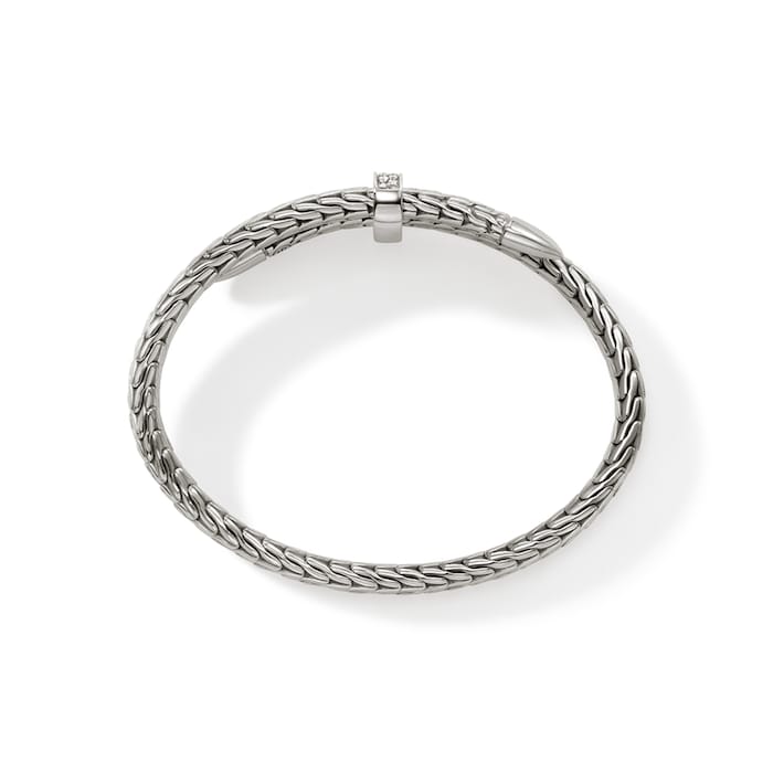 John Hardy Sterling Silver Spear Diamond Flex Cuff Bracelet, 5.5mm - Size Extra Small
