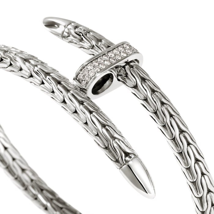 John Hardy Sterling Silver Spear Diamond Flex Cuff Bracelet, 5.5mm - Size Large