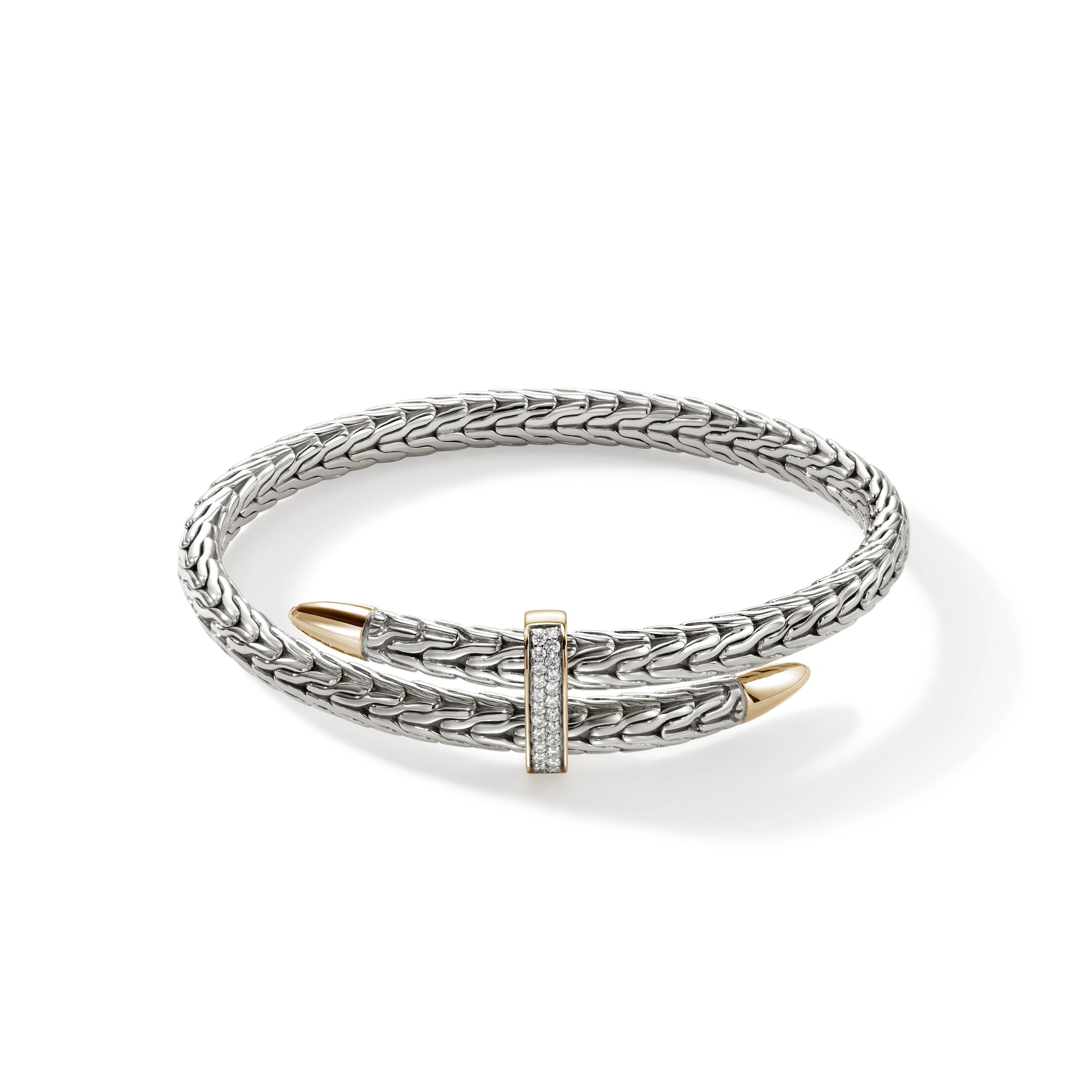 John Hardy Sterling Silver & 14K Yellow Gold Spear Flex Cuff Bracelet 5.5mm - Size Large John Hardy Sterling Silver & 14K Yellow Gold Spear Flex Cuff Bracelet 5.5mm - Size Large