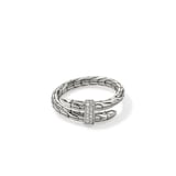 John Hardy Sterling Silver Spear Diamond Ring - Size 6