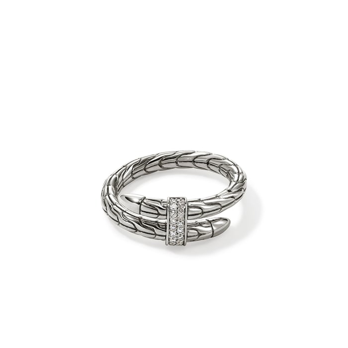 John Hardy Sterling Silver Spear Diamond Ring - Size 9
