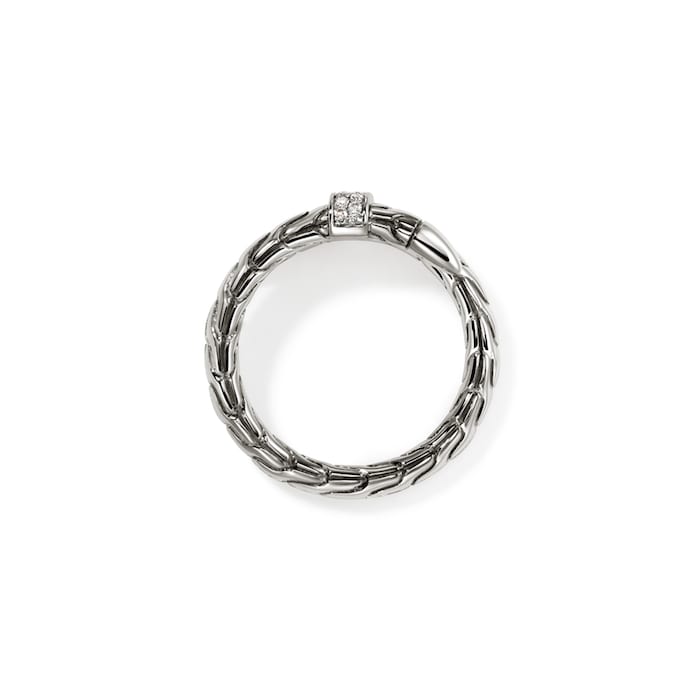 John Hardy Sterling Silver Spear Diamond Ring - Size 9