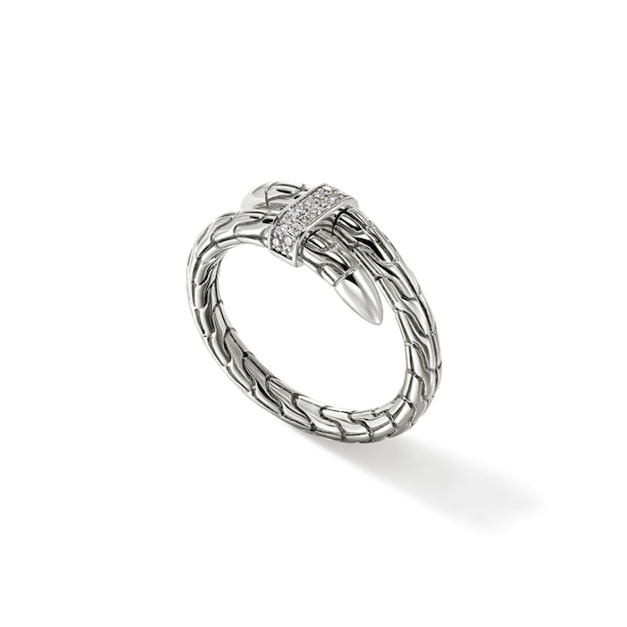 John Hardy Sterling Silver Spear Diamond Ring - Size 9