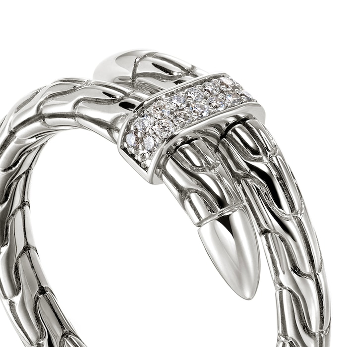 John Hardy Sterling Silver Spear Diamond Ring - Size 9