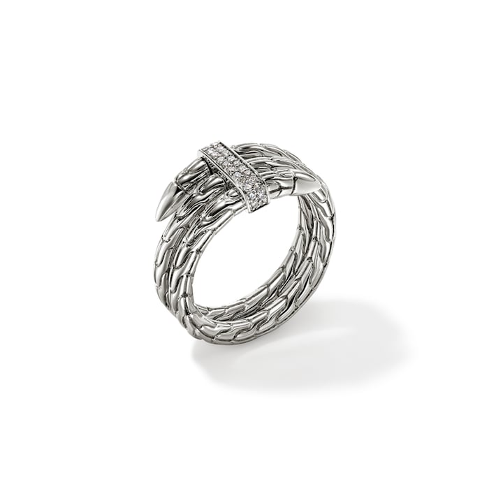 John Hardy Sterling Silver Spear Diamond Ring - Size 6