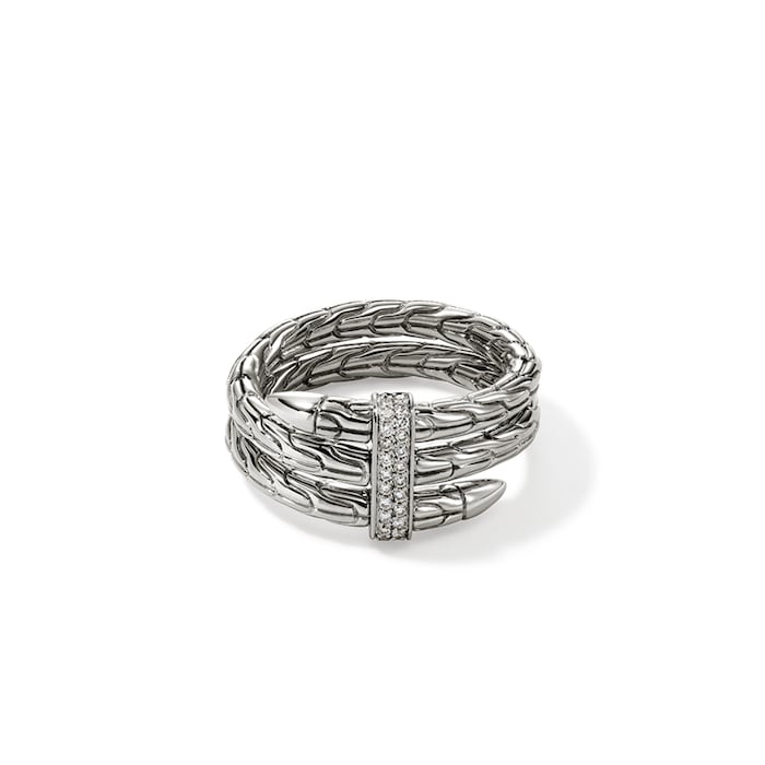 John Hardy Sterling Silver Spear Diamond Ring - Size 9