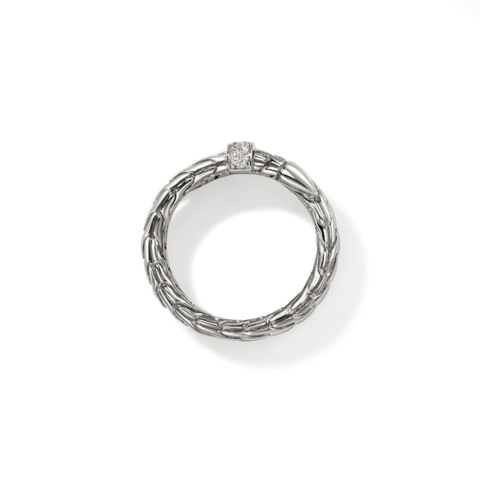 John Hardy Sterling Silver Spear Diamond Ring - Size 9