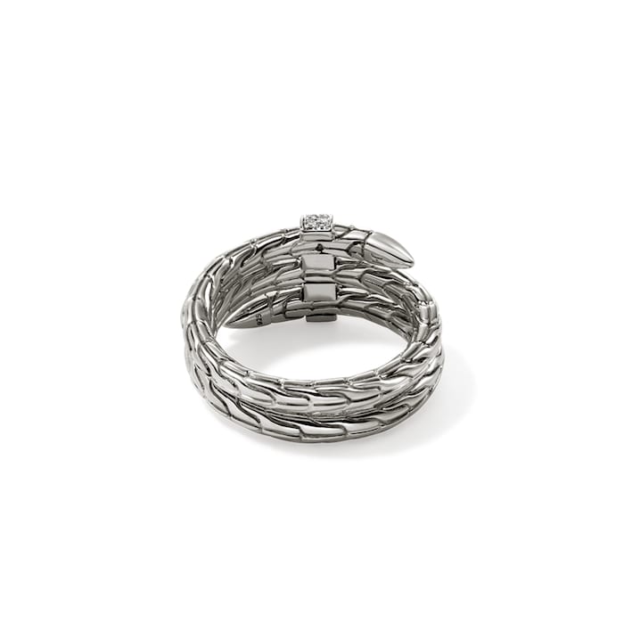 John Hardy Sterling Silver Spear Diamond Ring - Size 10