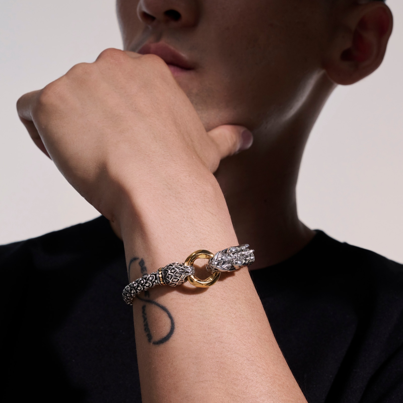 John Hardy Sterling Silver & 18K Yellow Gold Naga Bracelet, 6mm - Size Medium