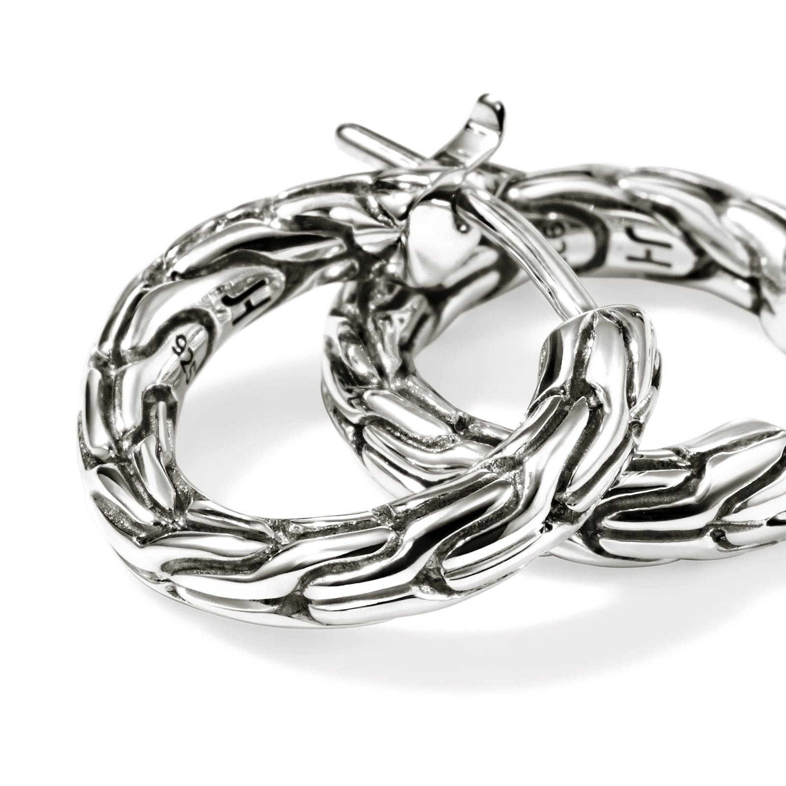 John Hardy Sterling Silver JH Essential Hoop Earrings, 14mm