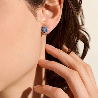 John Hardy Sterling Silver JH Essential Pave Blue Sapphire Stud Earrings, 10mm
