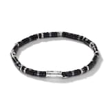 John Hardy Sterling Silver Heishi Black Onyx Bracelet - Size Small