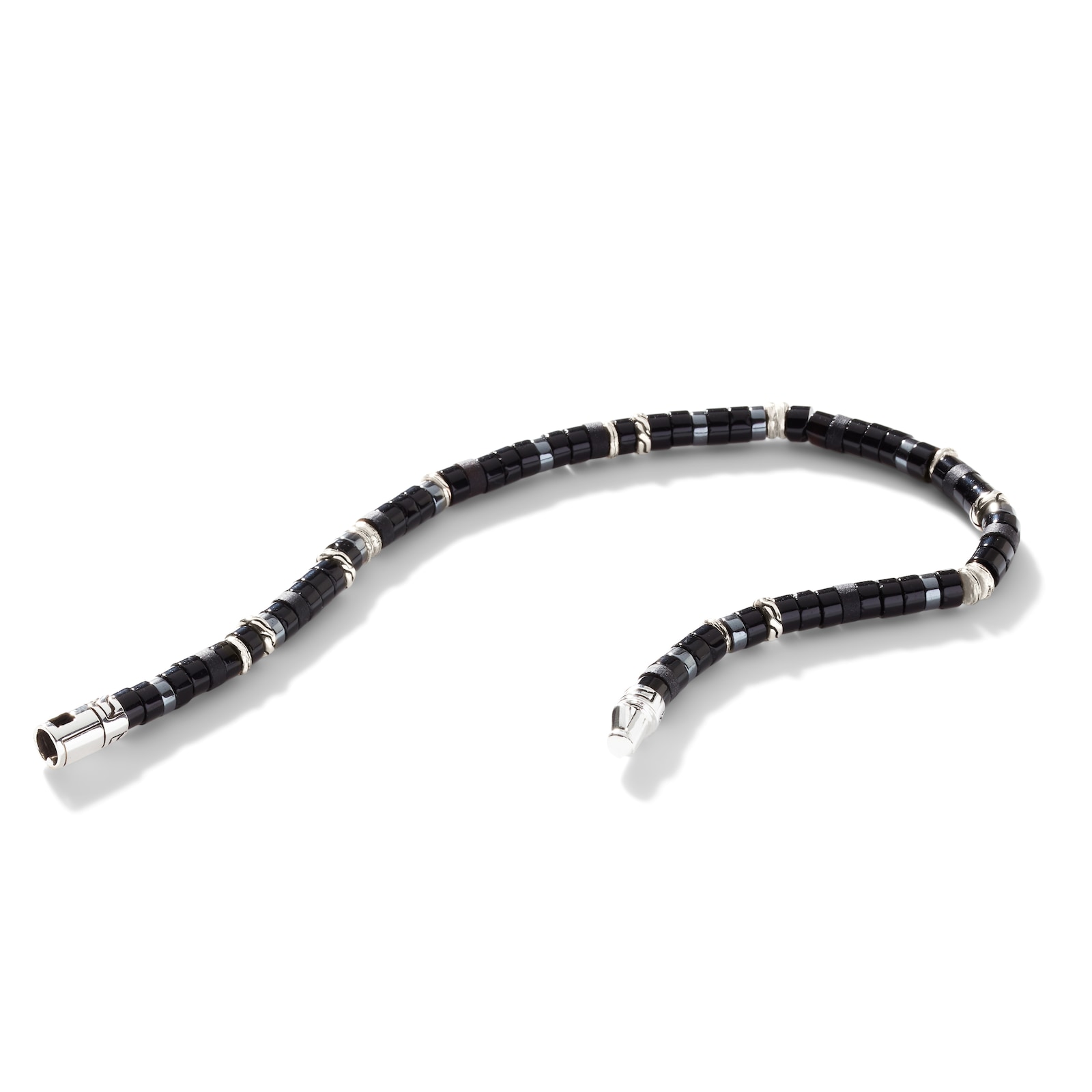 John Hardy Sterling Silver Heishi Black Onyx Bracelet - Size Small