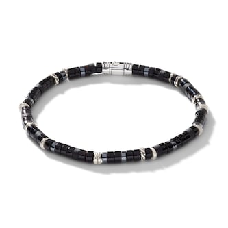 John Hardy Sterling Silver Heishi Black Onyx Bracelet - Size Medium