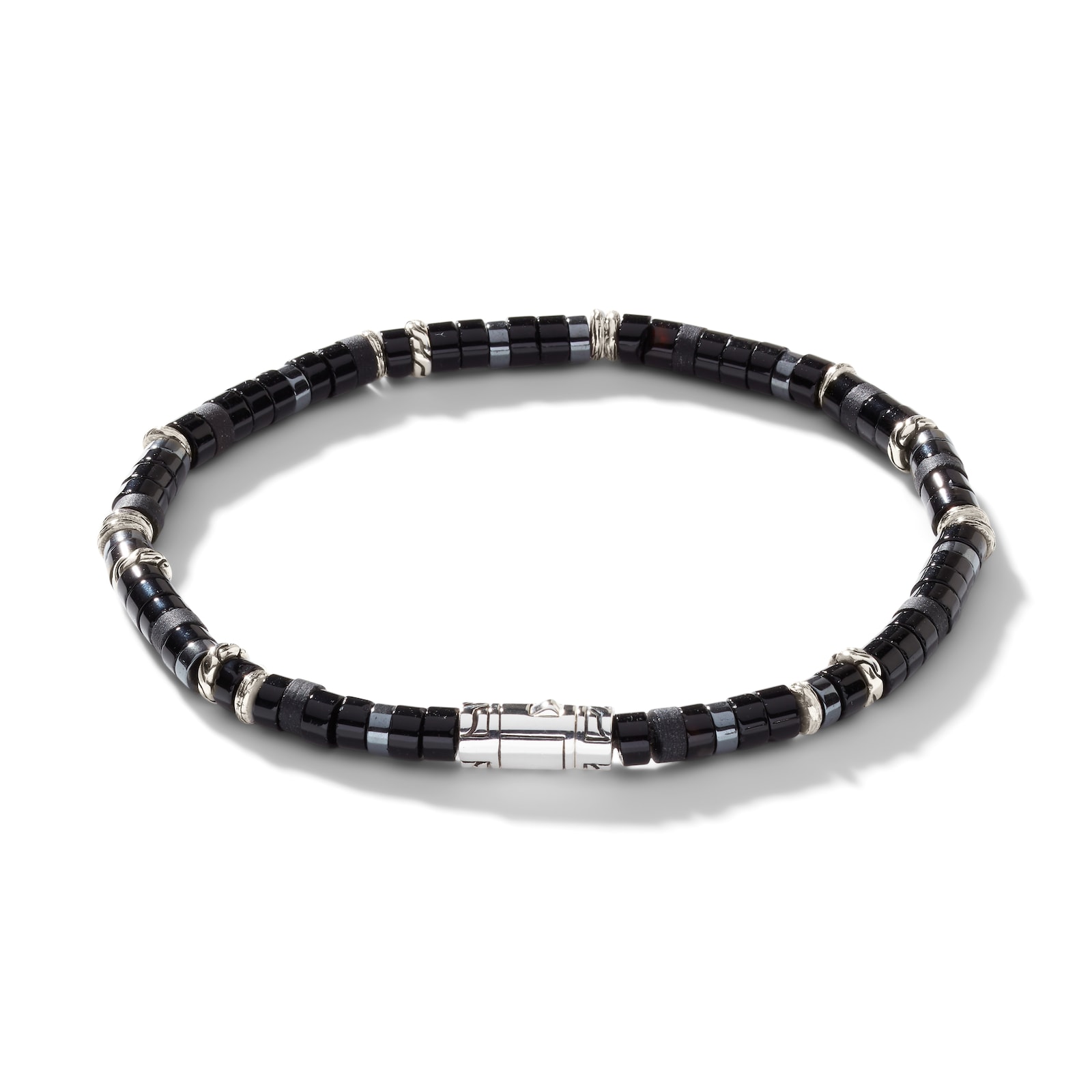 John Hardy Sterling Silver Heishi Black Onyx Bracelet - Size Medium