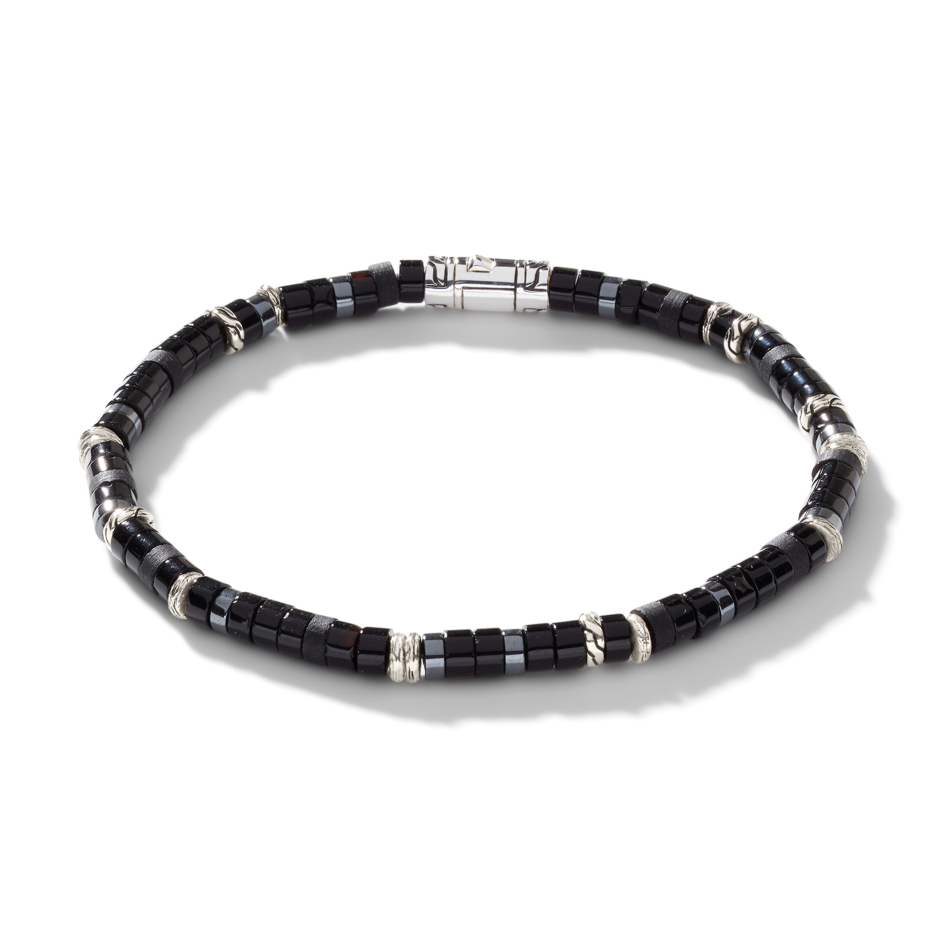 John Hardy Sterling Silver Heishi Black Onyx Bracelet - Size Large John Hardy Sterling Silver Heishi Black Onyx Bracelet - Size Large