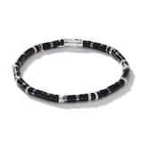 John Hardy Sterling Silver Heishi Black Onyx Bracelet - Size Large