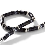 John Hardy Sterling Silver Heishi Black Onyx Bracelet - Size Large