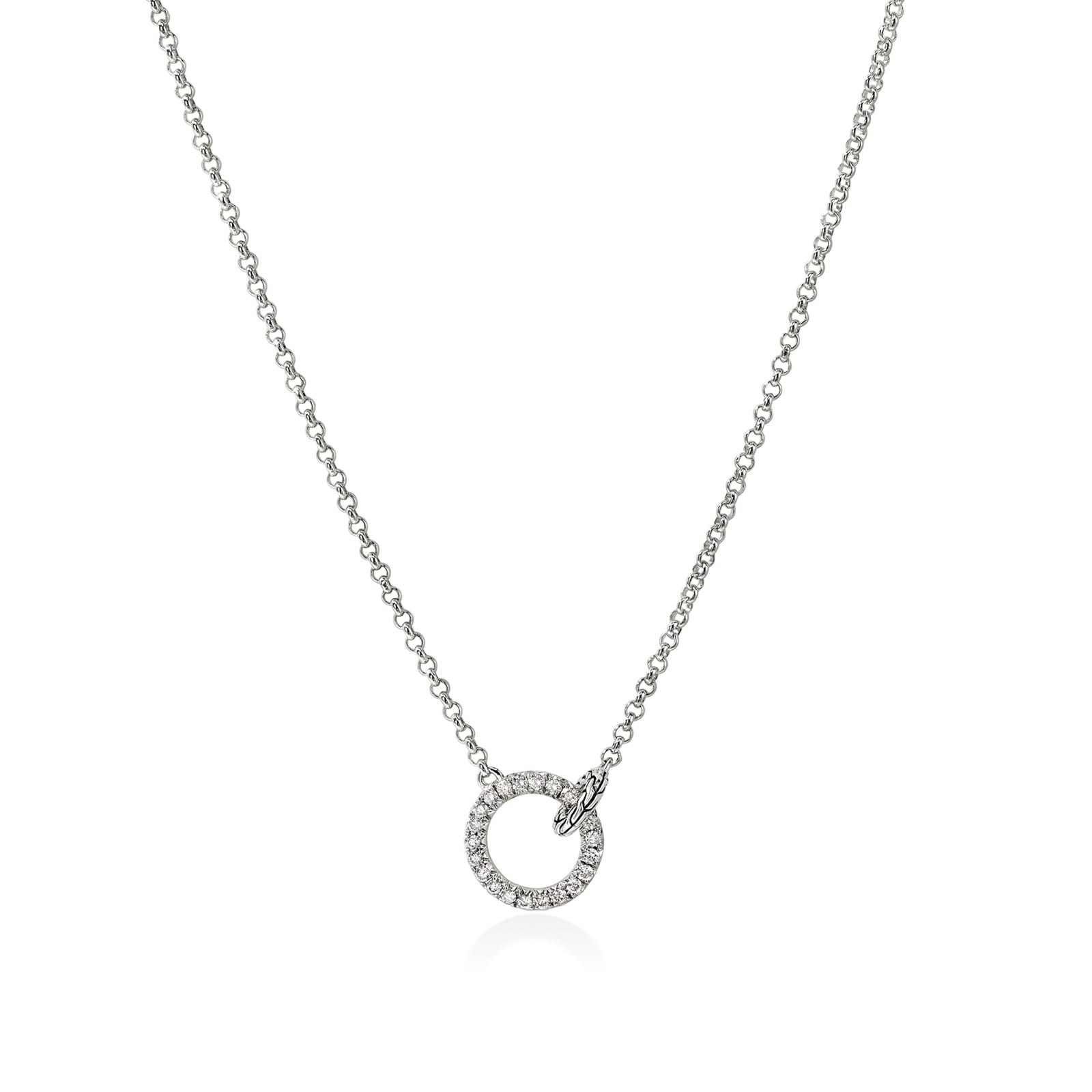 John Hardy Sterling Silver JH Essential Pave 0.33cttw Diamond Necklace, 2mm