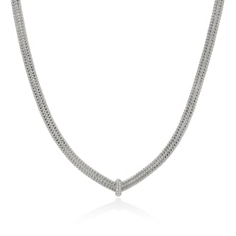 John Hardy Sterling Silver Icon Link 0.21cttw Diamond Necklace, 6mm