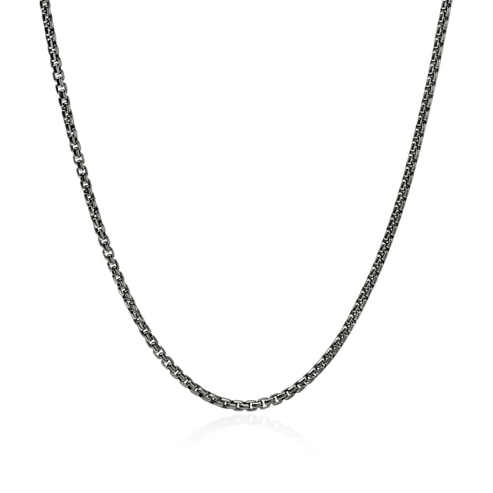 John Hardy Dark Silver Box Chain Necklace, 2.7mm