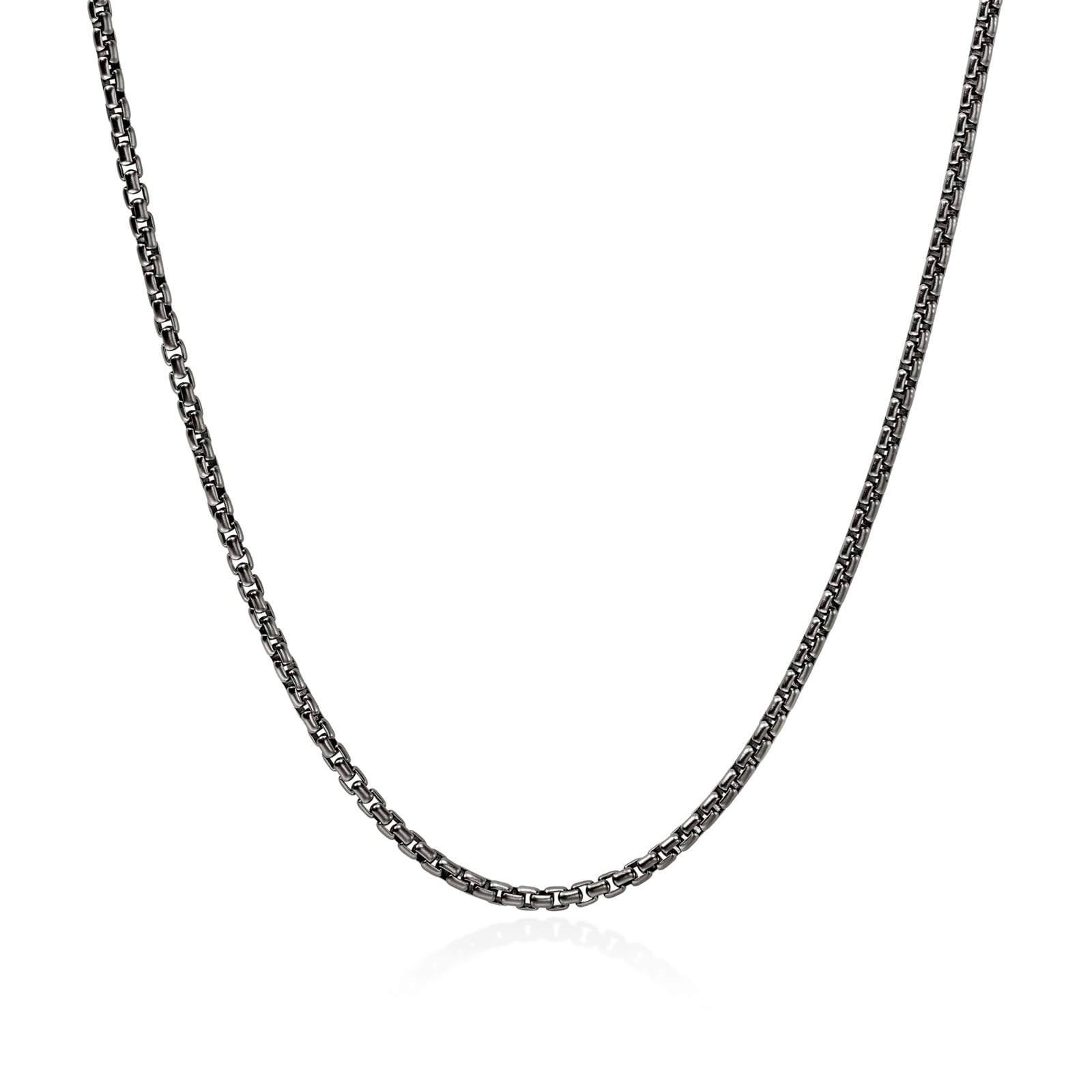 John Hardy Dark Silver Box Chain Necklace, 2.7mm