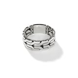 John Hardy Sterling Silver Mens Carved Chain Band Ring, 8mm - Ring Size 11