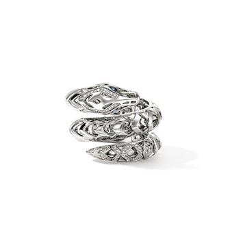 John Hardy Sterling Silver Naga Diamond & Blue Sapphire Ring - Ring Size 7