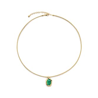 Monica Vinader Odyssey Gemstone Chain Necklace In 18ct Gold Vermeil With Green Onyx