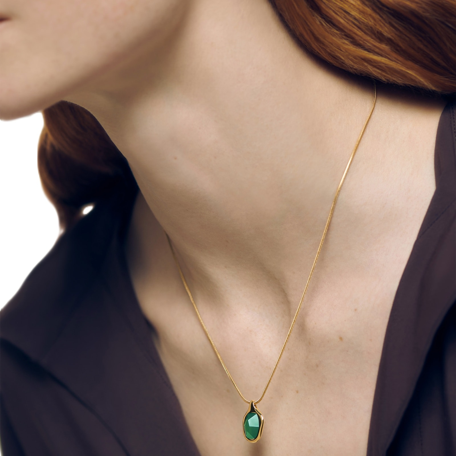 Monica Vinader Odyssey Gemstone Chain Necklace In 18ct Gold Vermeil With Green Onyx Monica Vinader Odyssey Gemstone Chain Necklace In 18ct Gold Vermeil With Green Onyx