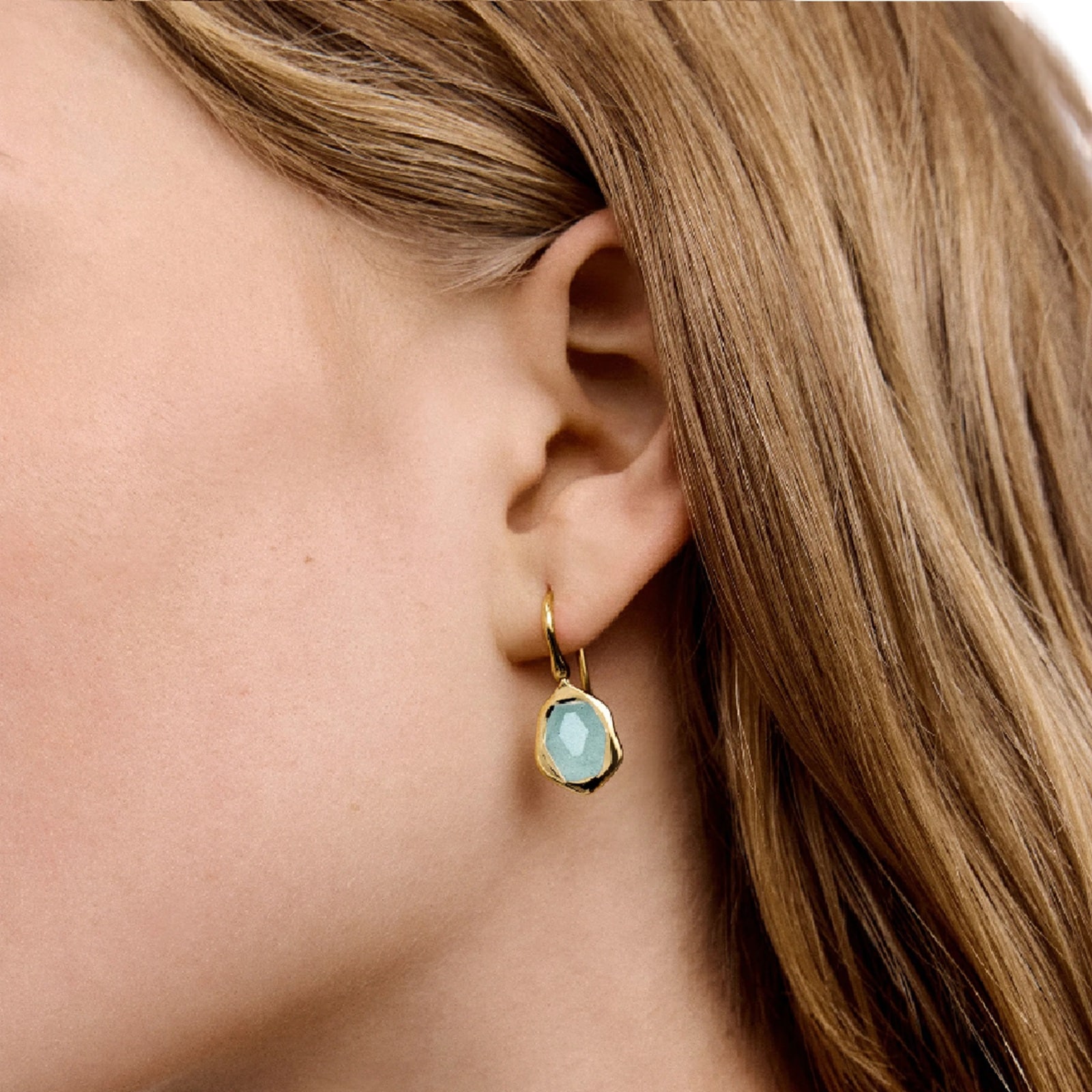 Monica Vinader MV Odyssey™ Gemstone Wire Earrings in 18ct Gold Vermeil With Aquamarine Monica Vinader MV Odyssey™ Gemstone Wire Earrings in 18ct Gold Vermeil With Aquamarine