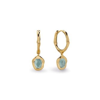 Monica Vinader Odyssey Gemstone Huggie Earrings In 18ct Gold Vermeil With Aquamarine