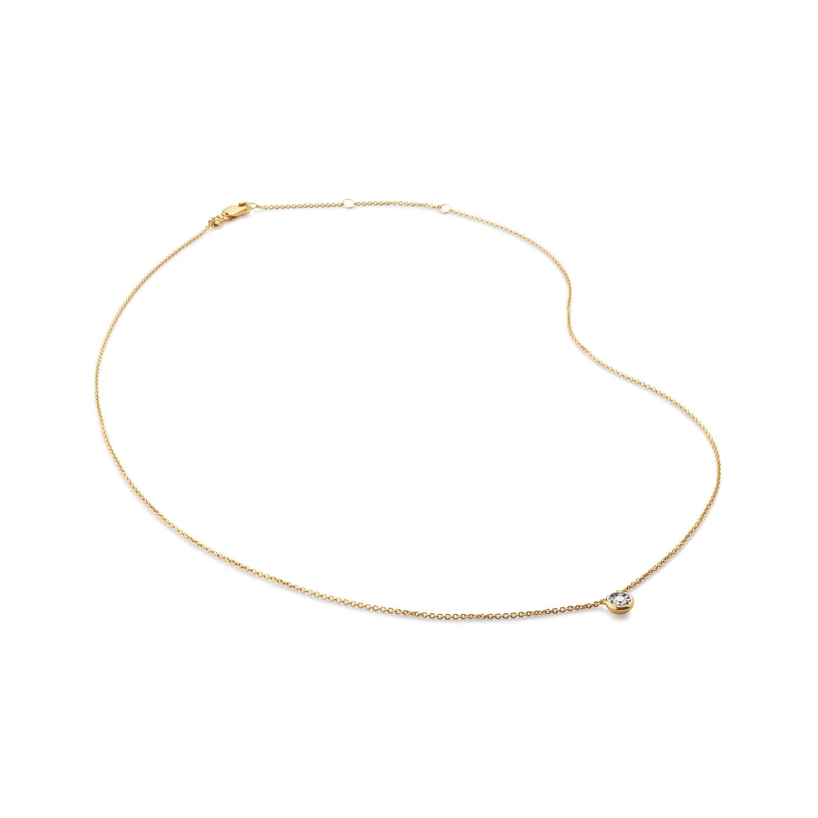 Monica Vinader Solitaire Lab Grown Diamond Chain Necklace In 18ct Gold Vermeil Monica Vinader Solitaire Lab Grown Diamond Chain Necklace In 18ct Gold Vermeil