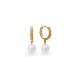 Monica Vinader Heirloom Round Pearl Huggie Earrings In 18ct Gold Vermeil