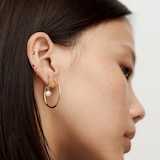 Monica Vinader Heirloom Round Pearl Huggie Earrings In 18ct Gold Vermeil