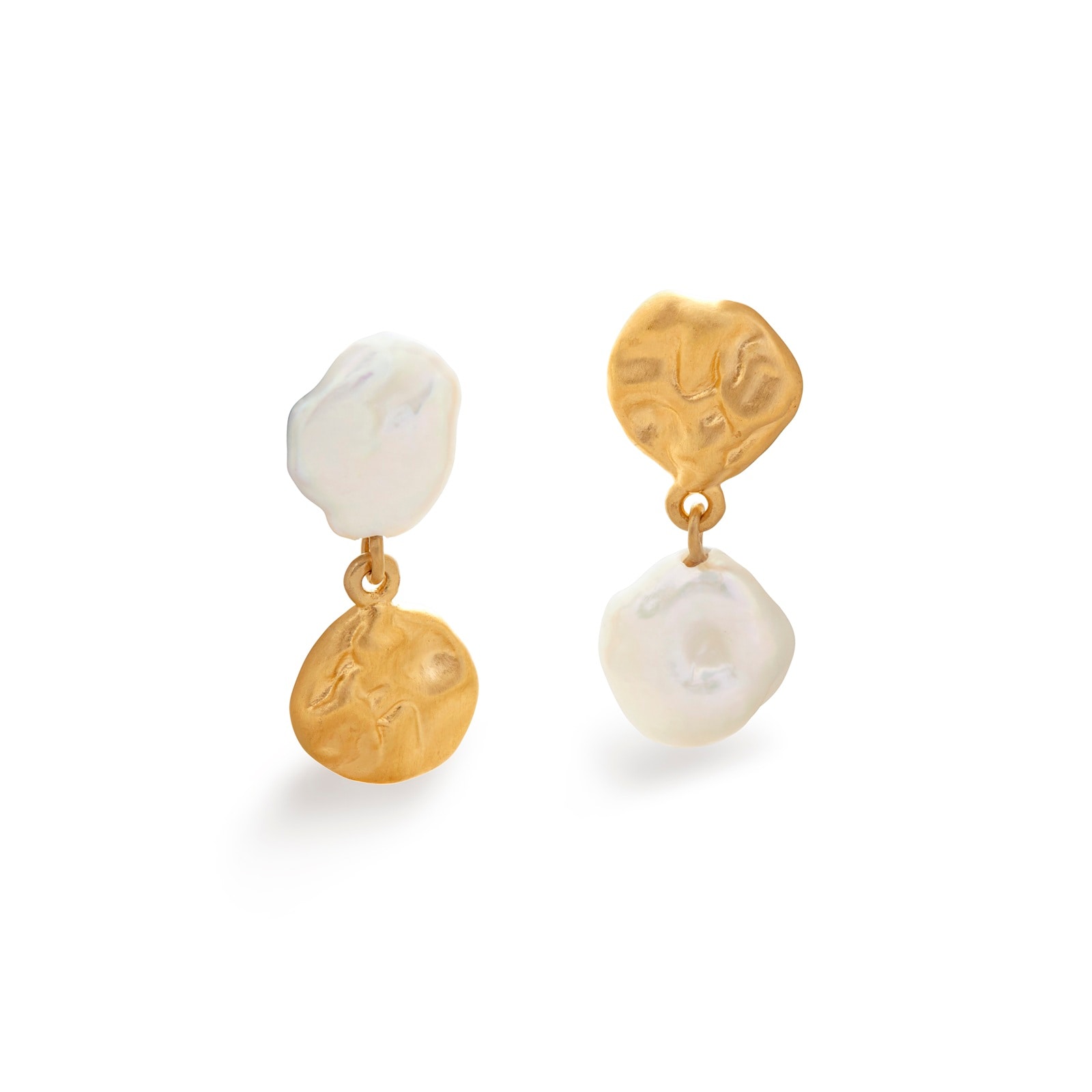 Keshi Pearl Small Drop Earrings In 18ct Gold Vermeil
