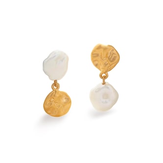 Monica Vinader Keshi Pearl Small Drop Earrings In 18ct Gold Vermeil