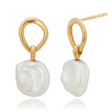 Monica Vinader Nura Keshi Pearl Drop Earrings In 18ct Gold Vermeil
