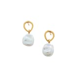 Monica Vinader Nura Keshi Pearl Drop Earrings In 18ct Gold Vermeil