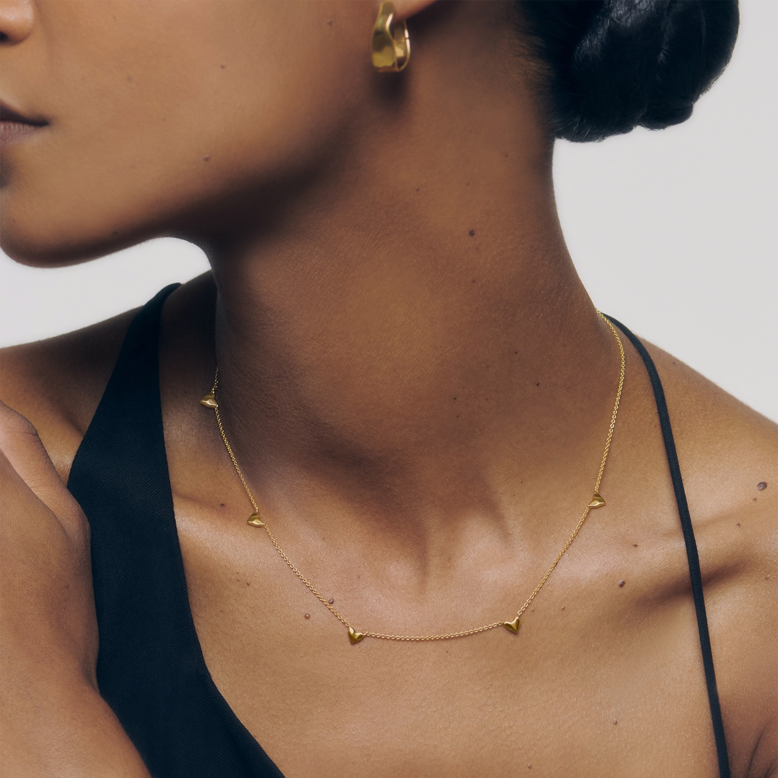 Monica Vinader Heart Station Chain Necklace In 18ct Gold Vermeil Monica Vinader Heart Station Chain Necklace In 18ct Gold Vermeil