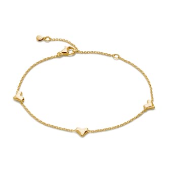 Monica Vinader Heart Station Chain Bracelet In 18ct Gold Vermeil