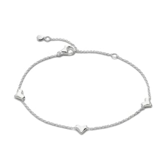 Monica Vinader Heart Station Chain Bracelet In Sterling Silver Monica Vinader Heart Station Chain Bracelet In Sterling Silver