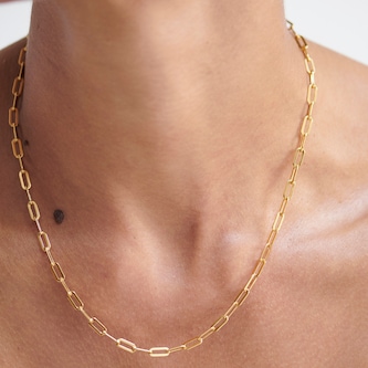 Monica Vinader Bold Paperclip Chain Necklace In 18ct Gold Vermeil