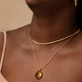 Monica Vinader Deia Pebble Locket In 18ct Gold Vermeil Monica Vinader Deia Pebble Locket In 18ct Gold Vermeil